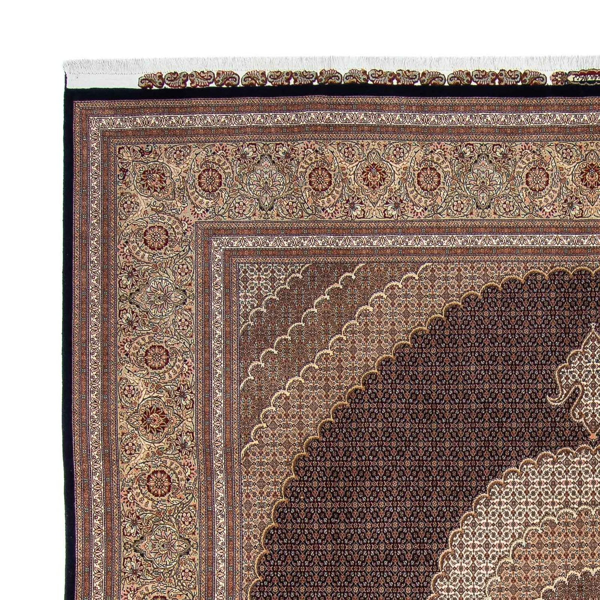 Tapis persan - Tabriz carré - 310 x 302 cm - marron foncé