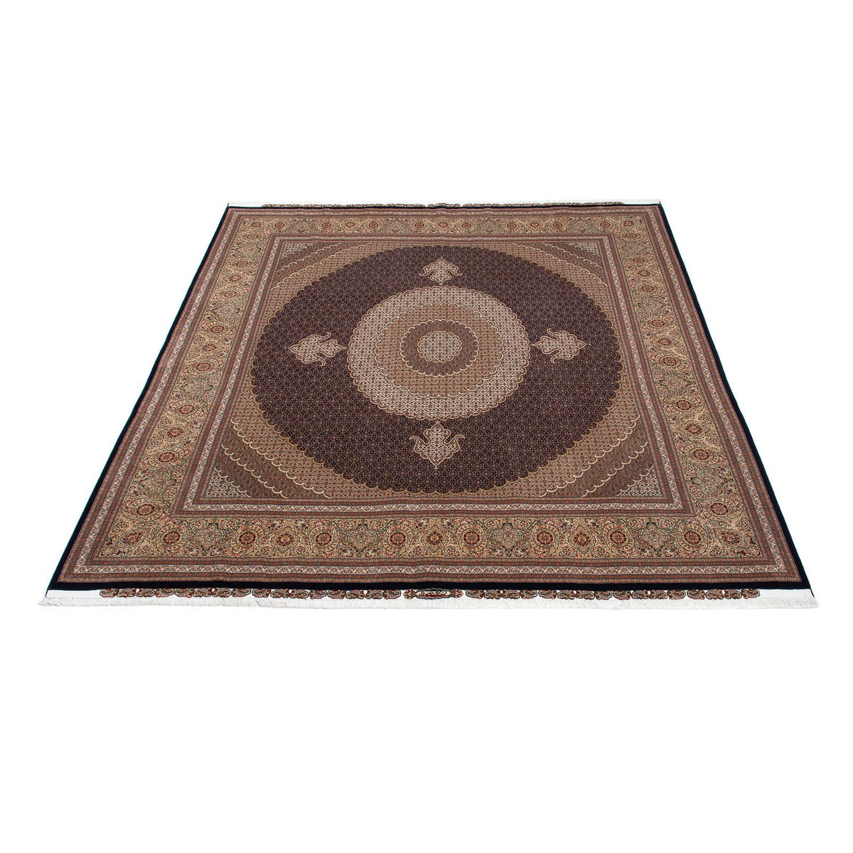 Tapis persan - Tabriz carré - 310 x 302 cm - marron foncé
