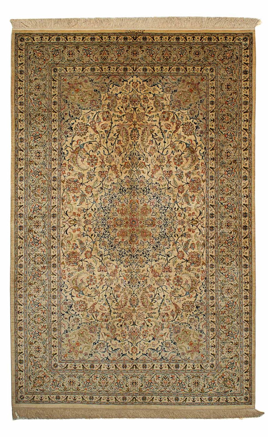 Tapis persan - Ghom - 204 x 129 cm - marron clair