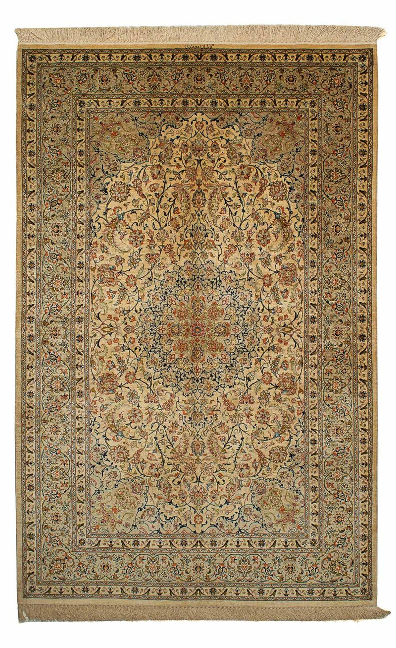Tapis persan - Ghom - 204 x 129 cm - marron clair