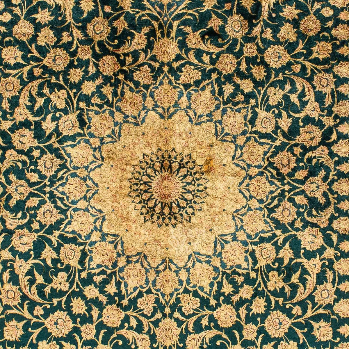 Tapis en soie - Ghom soie - Premium - 216 x 132 cm - bleu foncé
