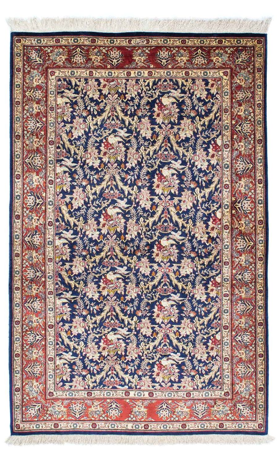 Tapis persan - Ghom - 154 x 98 cm - bleu foncé
