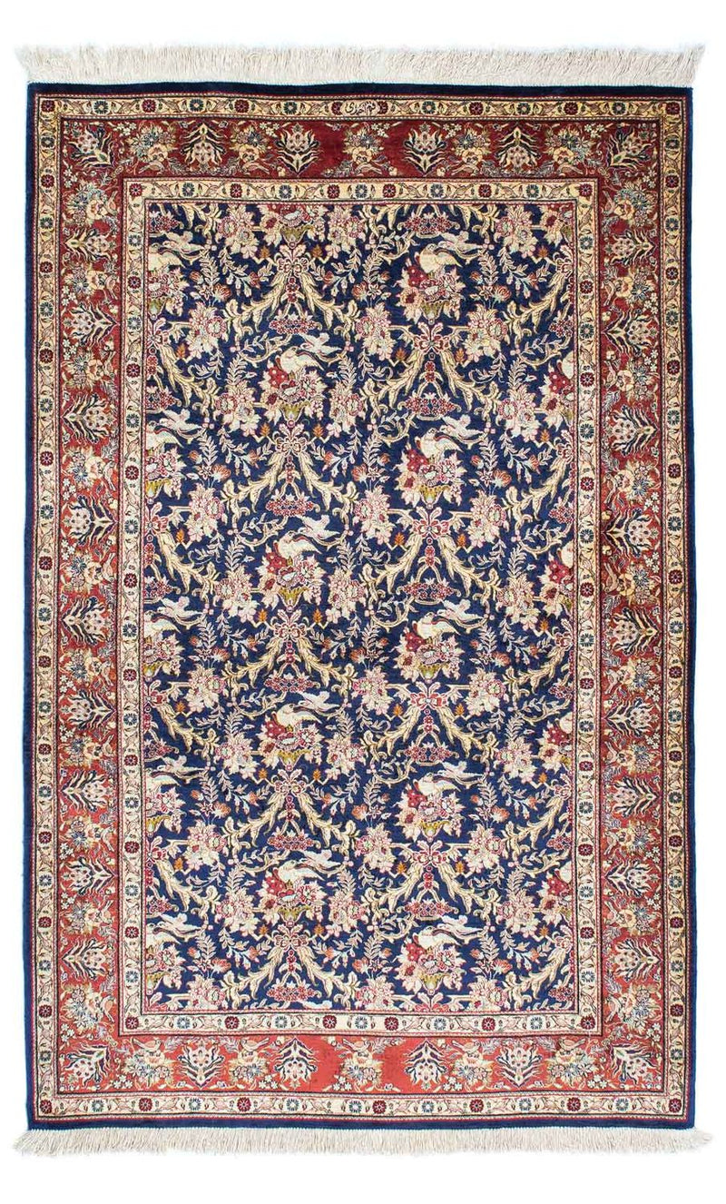 Tapis persan - Ghom - 154 x 98 cm - bleu foncé