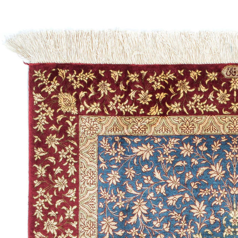 Tapis persan - Ghom - 123 x 78 cm - bleu clair