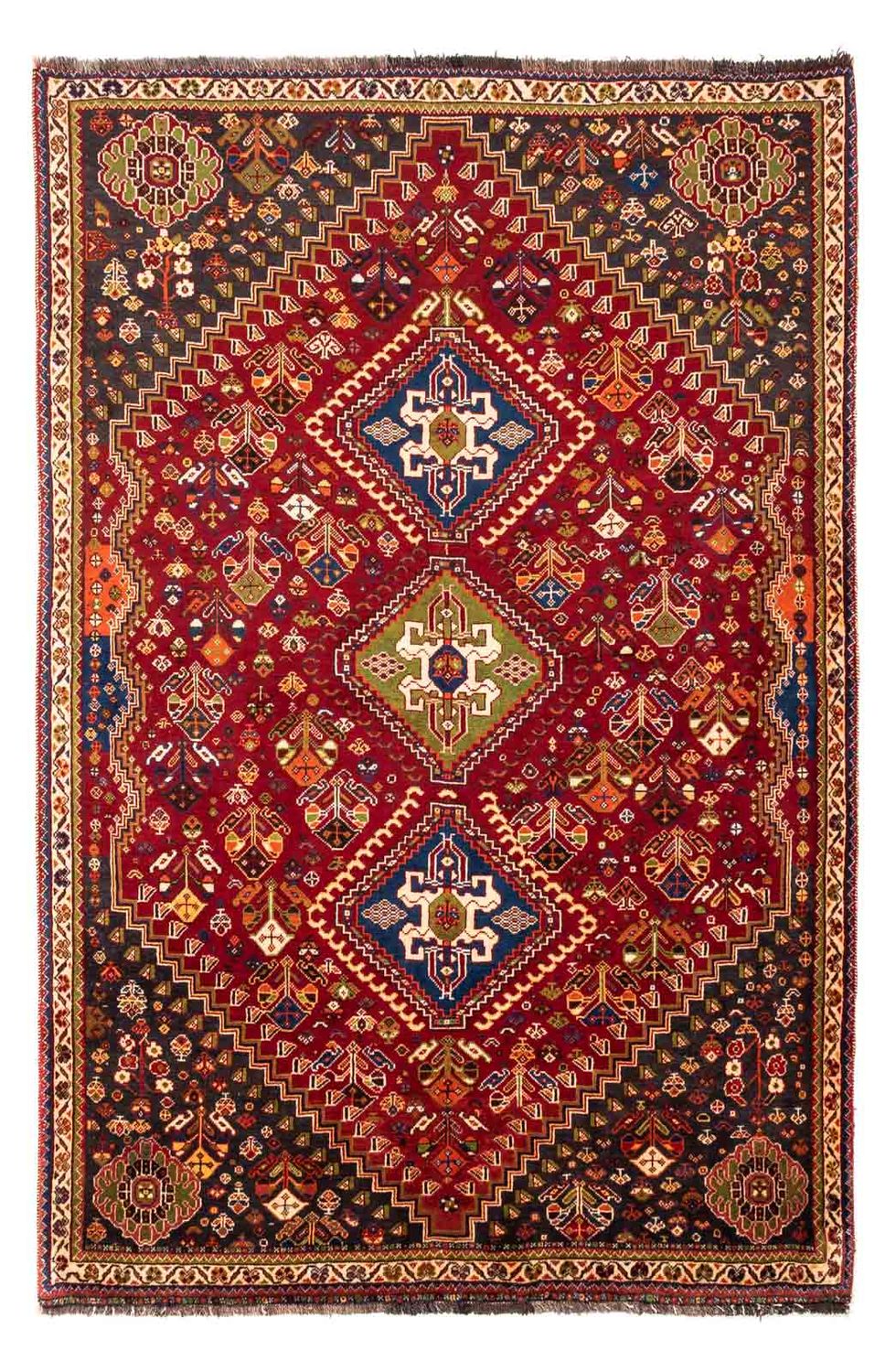 Tapis persan - Nomadic - 257 x 173 cm - rouge foncé
