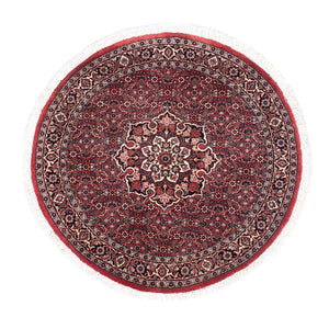 Tapis persan - Bidjar ronde  - 100 x 100 cm - rouge foncé