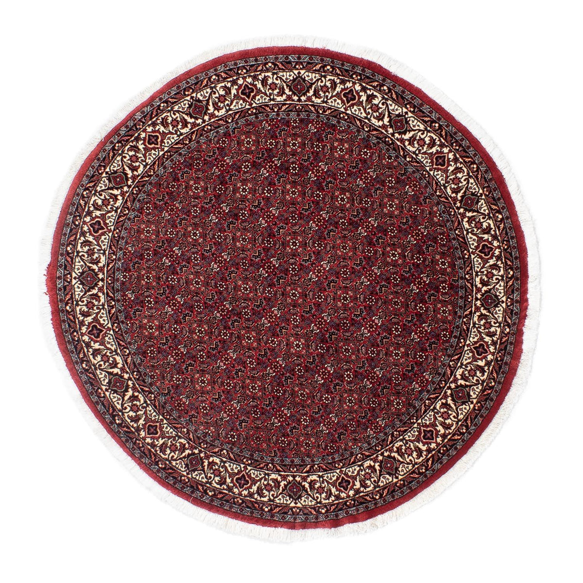 Tapis persan - Bidjar ronde - 150 x 150 cm - rouge foncé