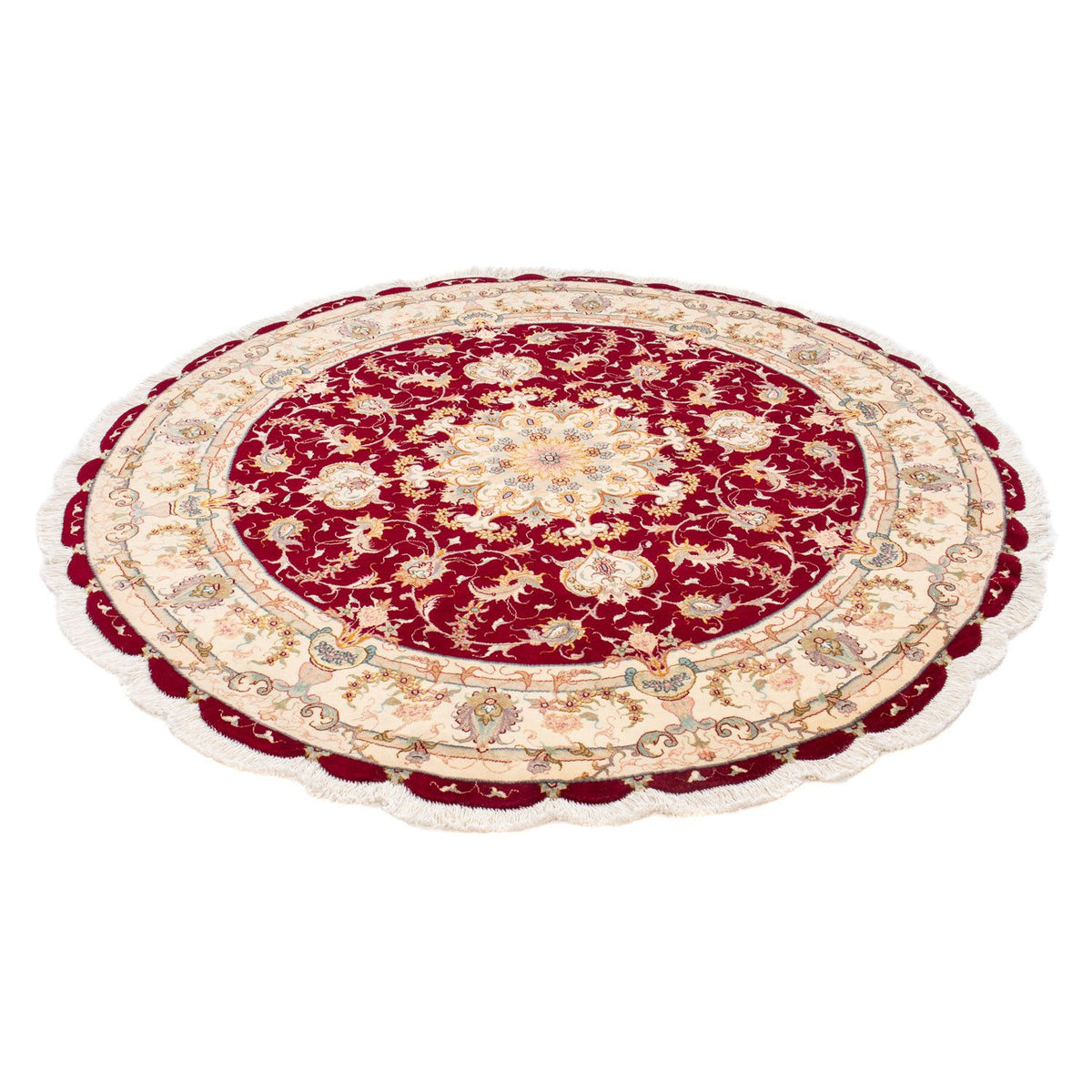 Tapis persan - Tabriz - Royal ronde  - 150 x 150 cm - rouge foncé
