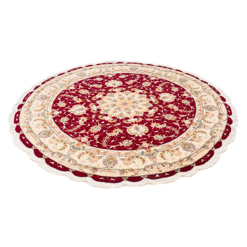 Tapis persan - Tabriz - Royal ronde  - 150 x 150 cm - rouge foncé