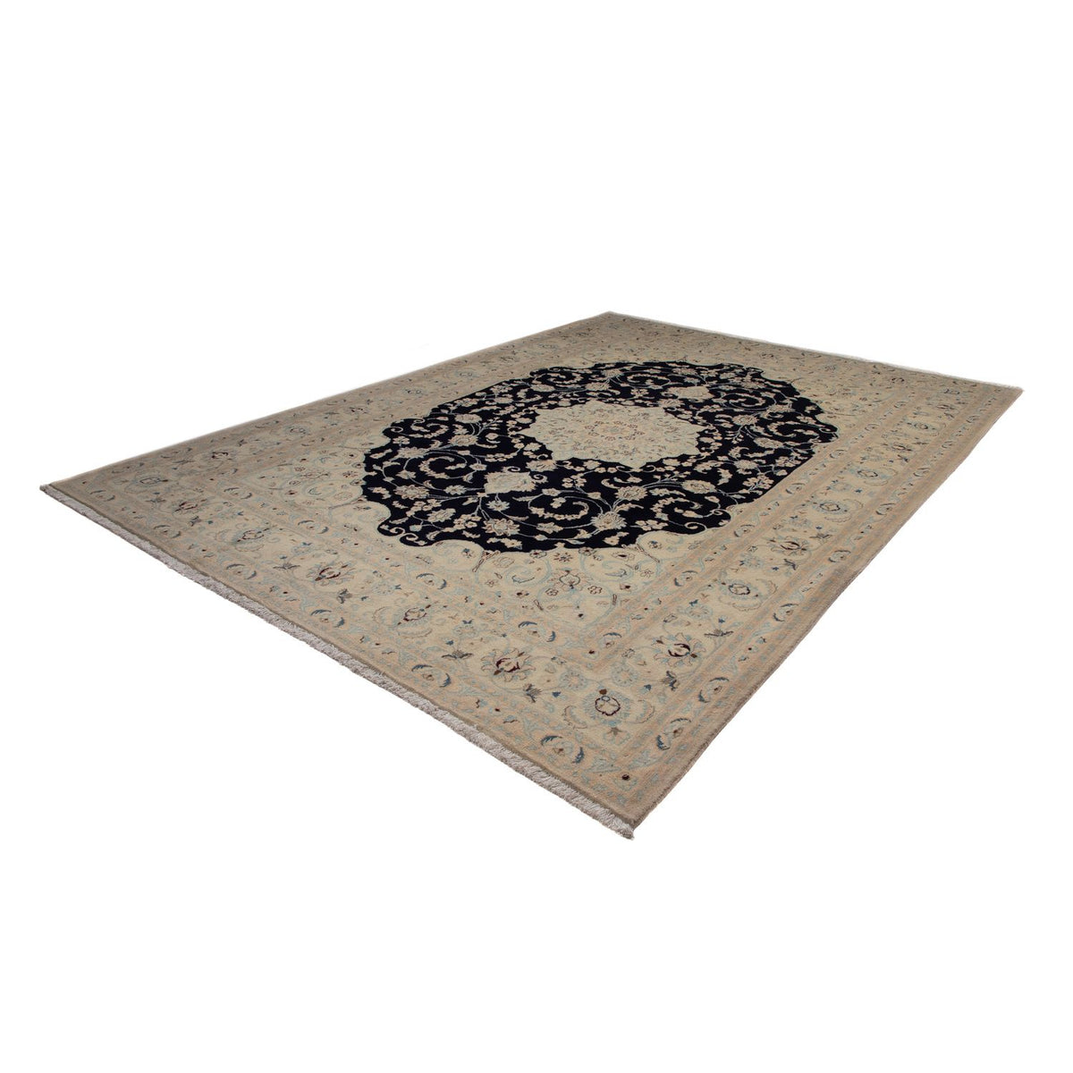 Tapis persan - Nain - 348 x 250 cm - bleu foncé