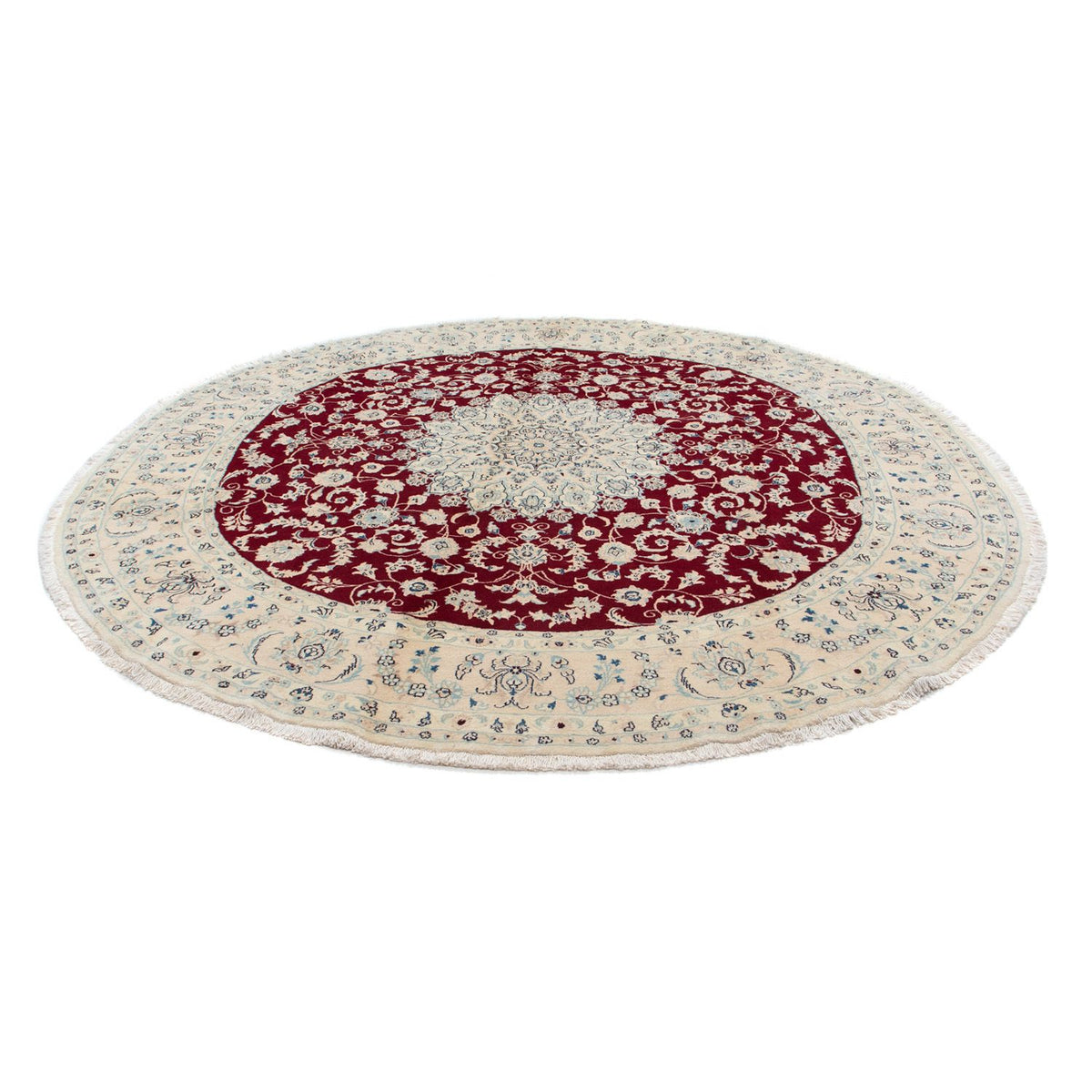 Tapis persan - Nain - Royal ronde  - 292 x 292 cm - rouge foncé