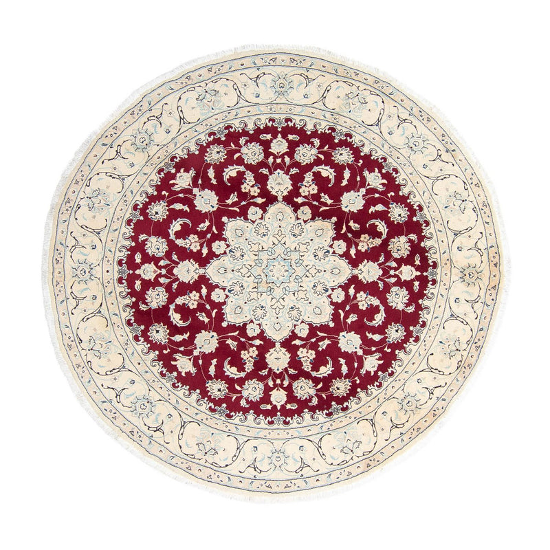 Tapis persan - Nain ronde  - 246 x 246 cm - rouge foncé