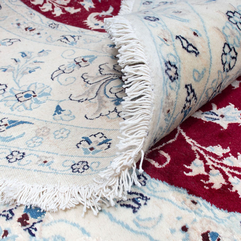 Tapis persan - Nain ronde  - 302 x 302 cm - rouge foncé