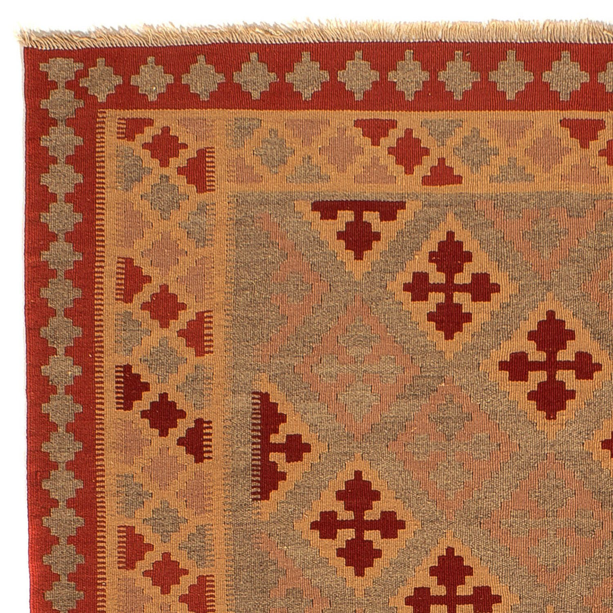 Tapis Kelim - Oriental carré - 165 x 161 cm - rouge foncé