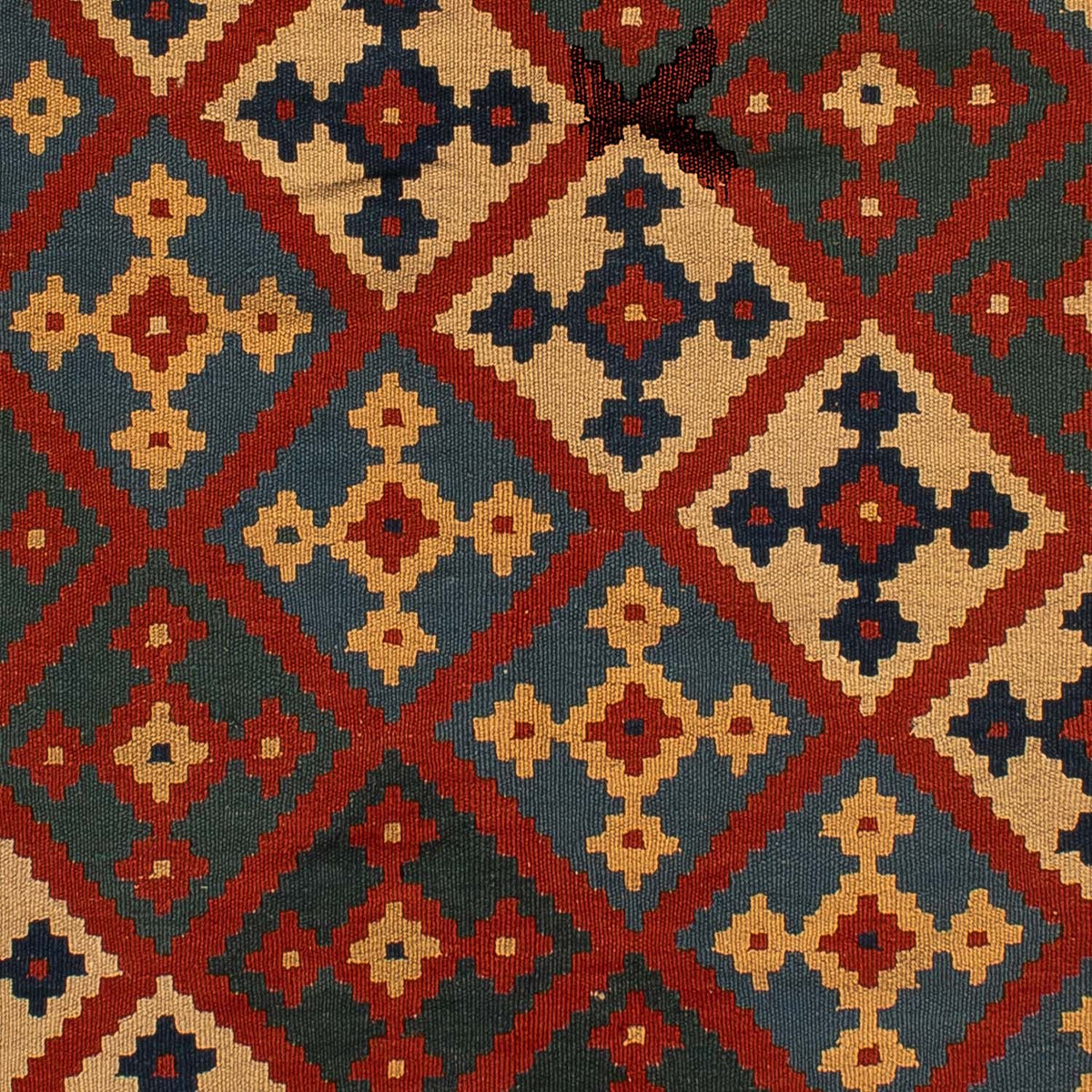 Tapis Kelim - Oriental - 196 x 155 cm - rouge foncé