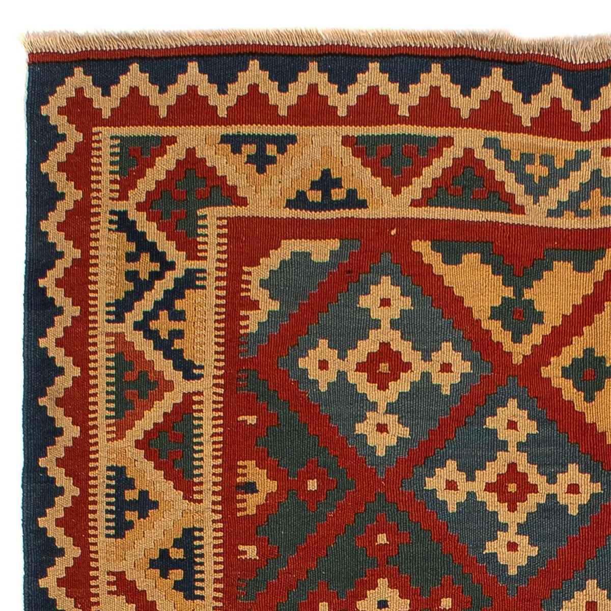 Tapis Kelim - Oriental - 196 x 155 cm - rouge foncé