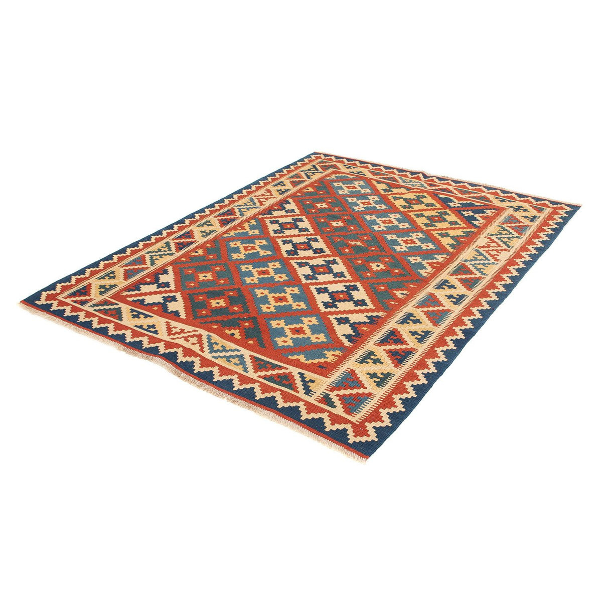 Tapis Kelim - Oriental - 196 x 155 cm - rouge foncé