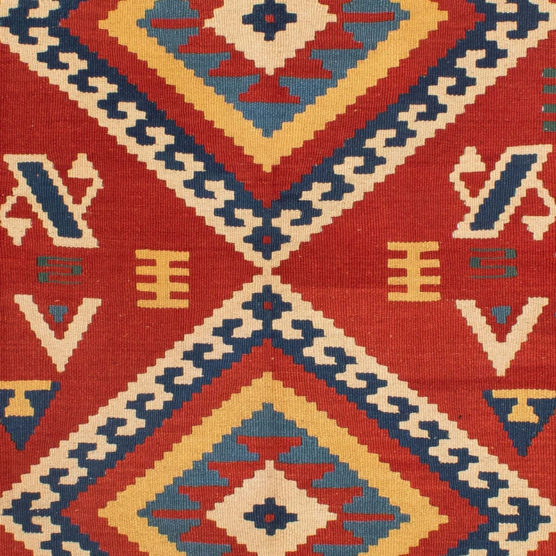Tapis Kelim - Oriental - 217 x 160 cm - rouge foncé