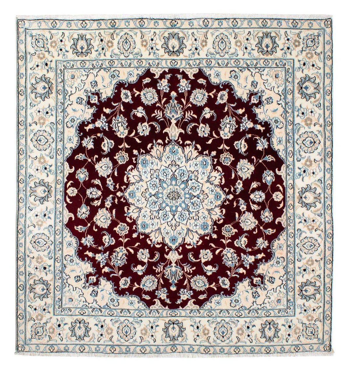 Tapis persan - Nain - Royal carré - 156 x 145 cm - rouge foncé