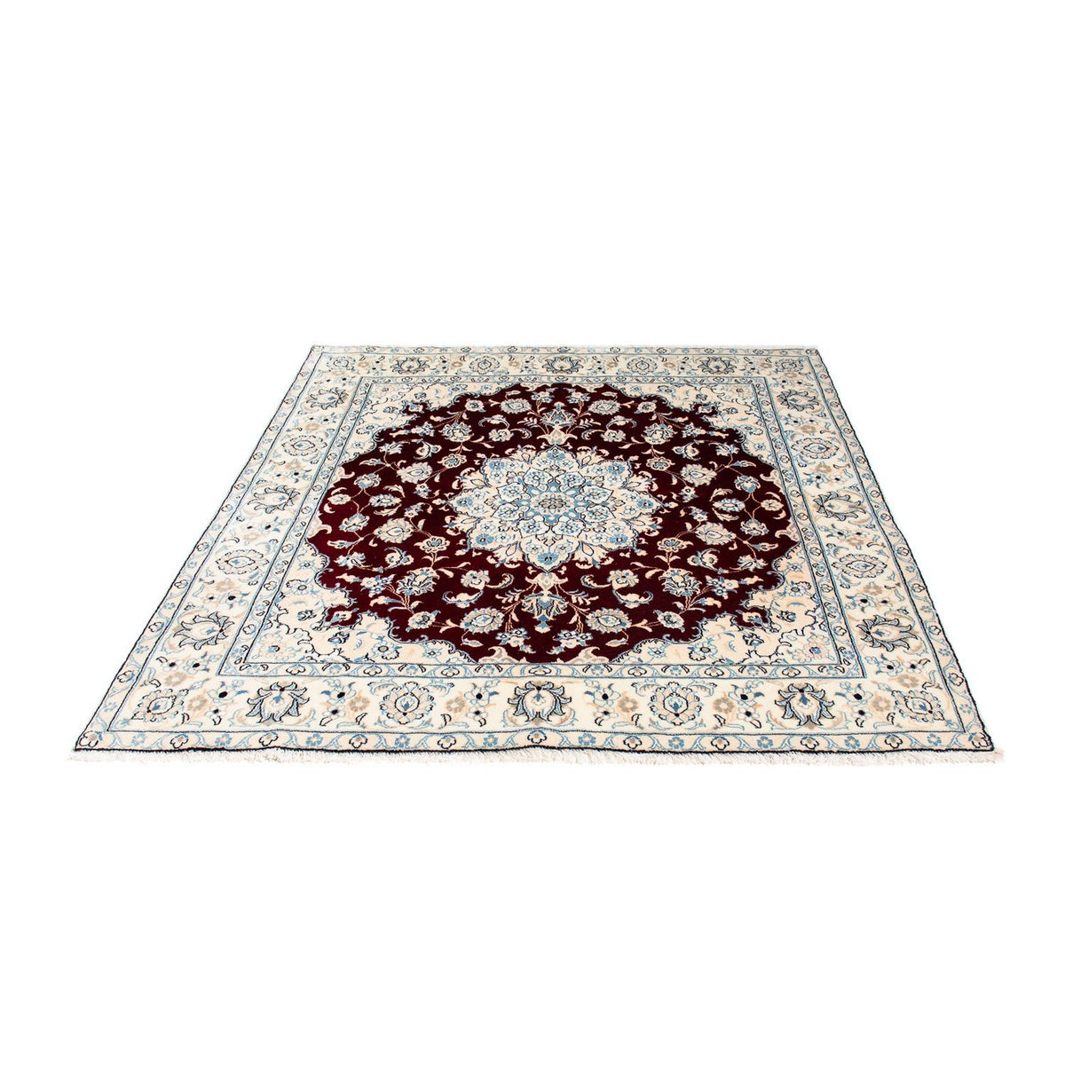 Tapis persan - Nain - Royal carré - 156 x 145 cm - rouge foncé
