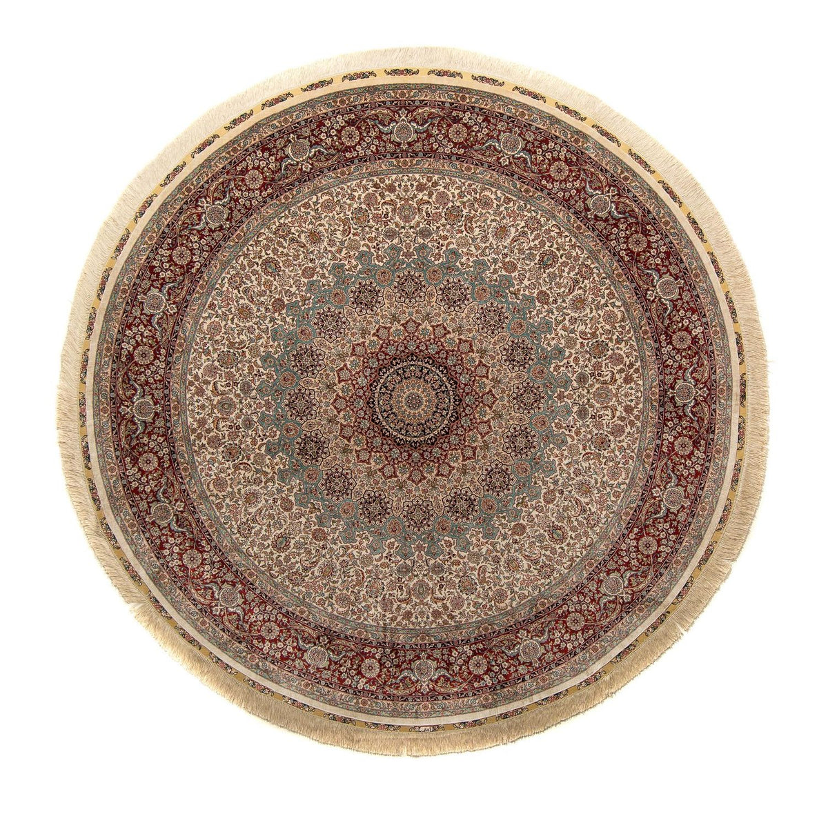 Tapis oriental - Hereke ronde - 215 x 215 cm - marron clair