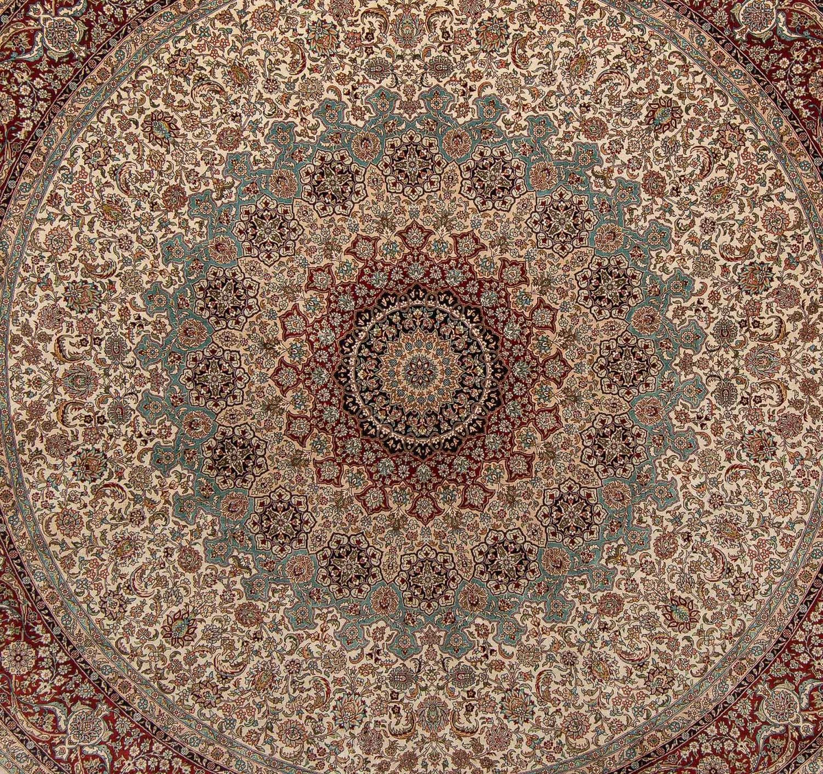 Tapis oriental - Hereke ronde - 215 x 215 cm - marron clair