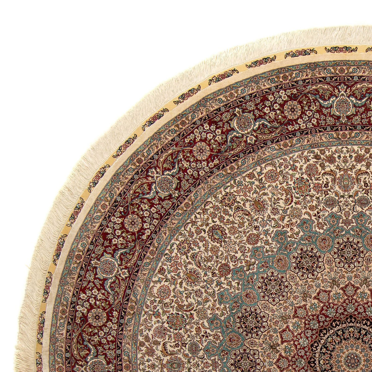 Tapis oriental - Hereke ronde - 215 x 215 cm - marron clair