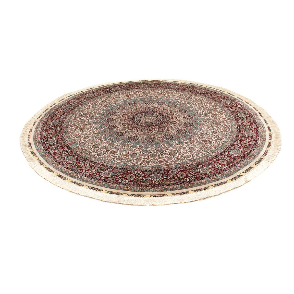 Tapis oriental - Hereke ronde - 215 x 215 cm - marron clair