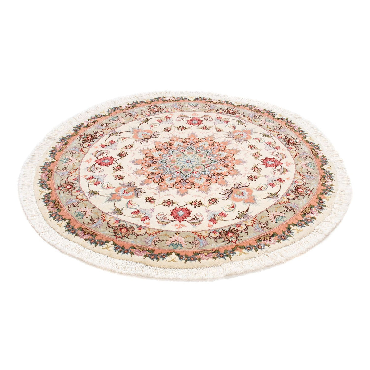 Tapis persan - Tabriz - Royal ronde  - 100 x 100 cm - beige