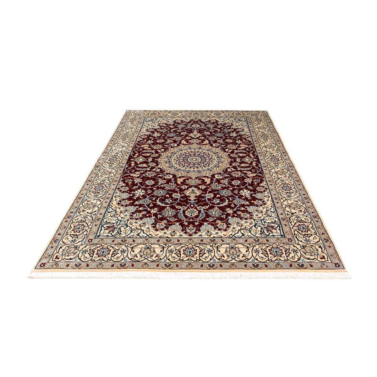 Tapis persan - Nain - Royal - 242 x 155 cm - rouge foncé