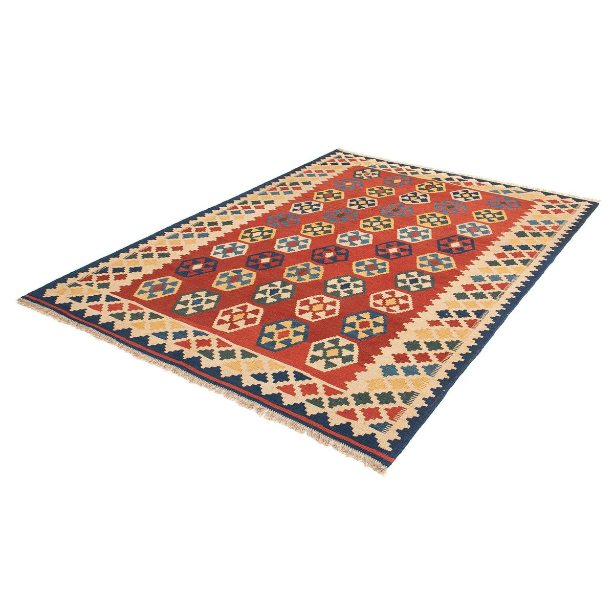 Tapis Kelim - Oriental - 212 x 152 cm - rouge foncé