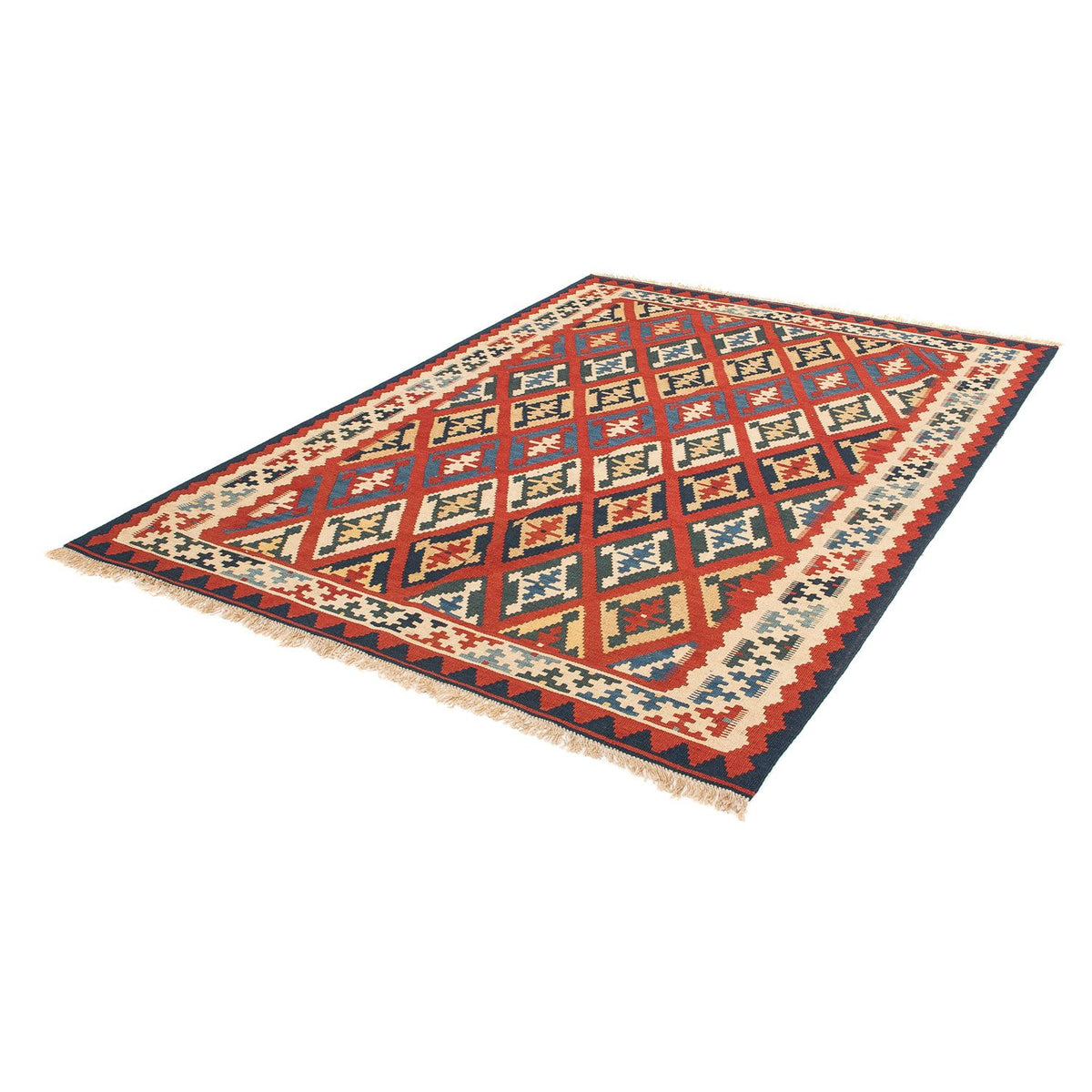 Tapis Kelim - Oriental - 209 x 154 cm - rouge foncé