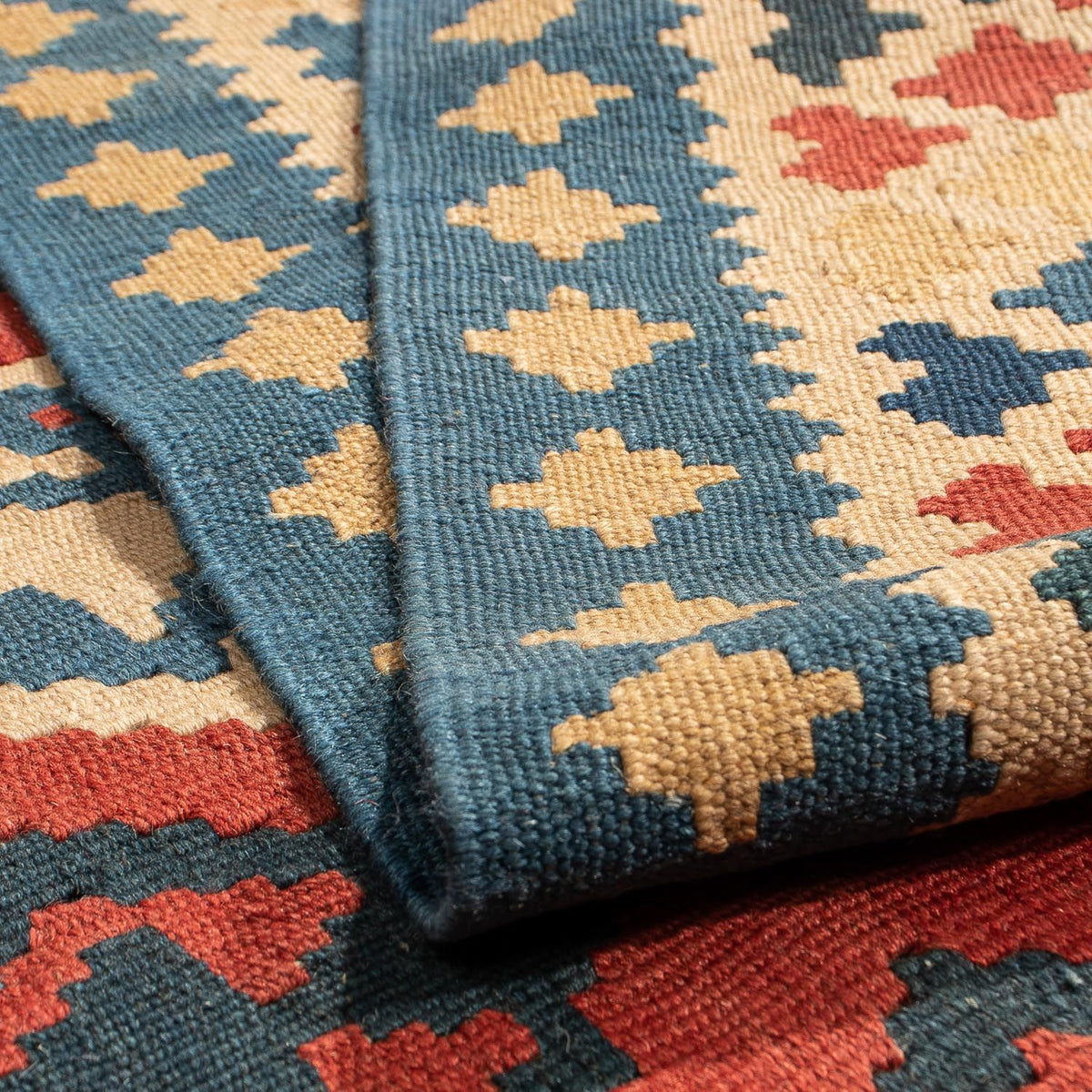 Tapis Kelim - Oriental - 217 x 142 cm - rouge foncé