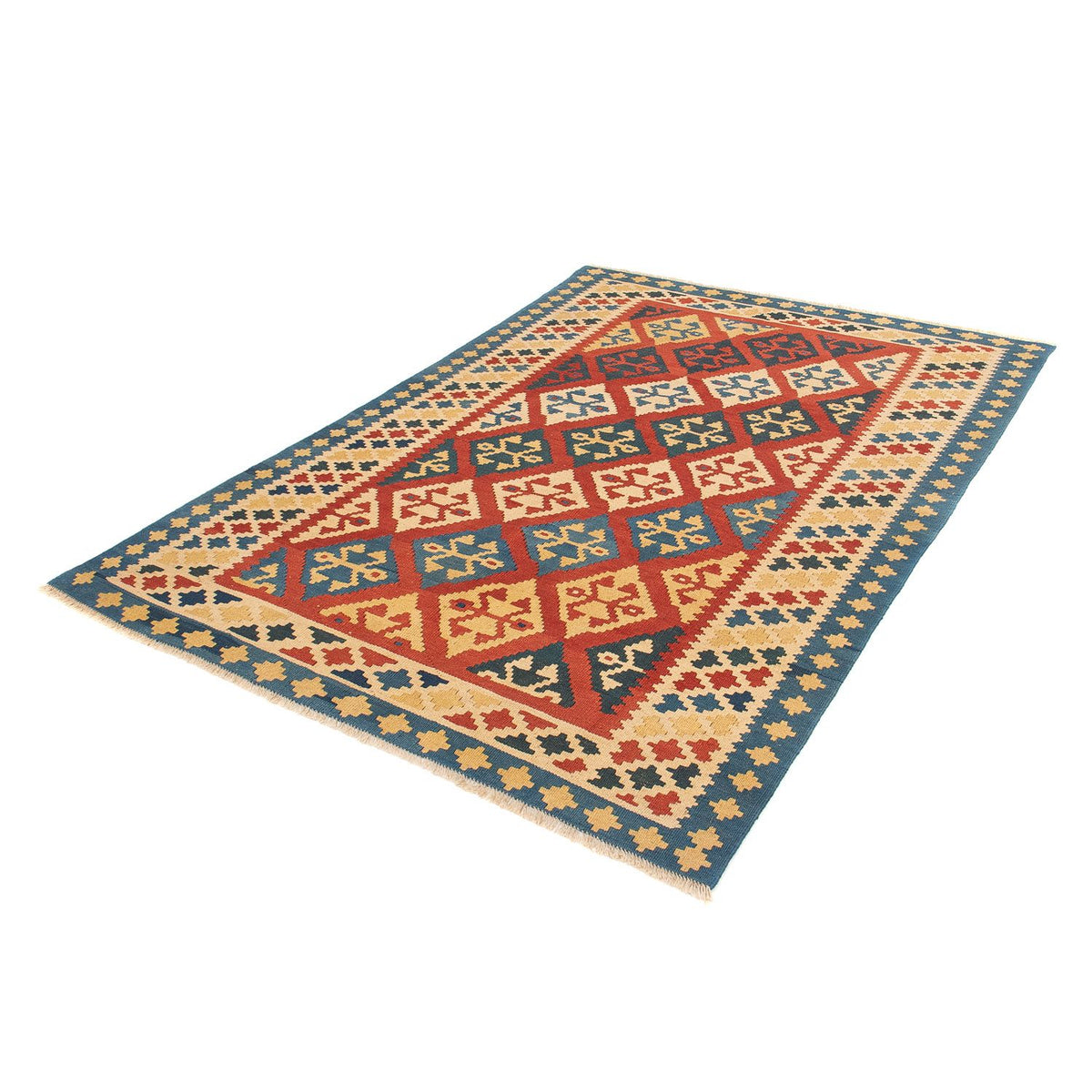 Tapis Kelim - Oriental - 217 x 142 cm - rouge foncé