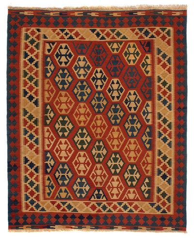 Kilim de Fars 155x181cm - rouge foncé