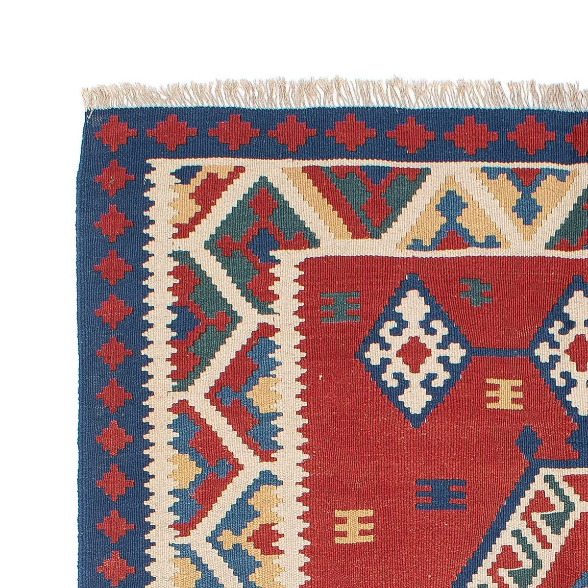 Tapis Kelim - Oriental - 222 x 146 cm - rouge foncé