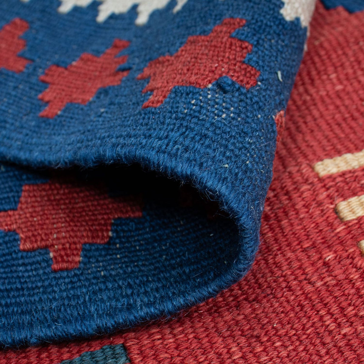 Tapis Kelim - Oriental - 222 x 146 cm - rouge foncé