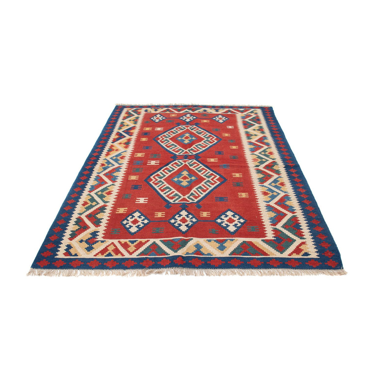 Tapis Kelim - Oriental - 222 x 146 cm - rouge foncé