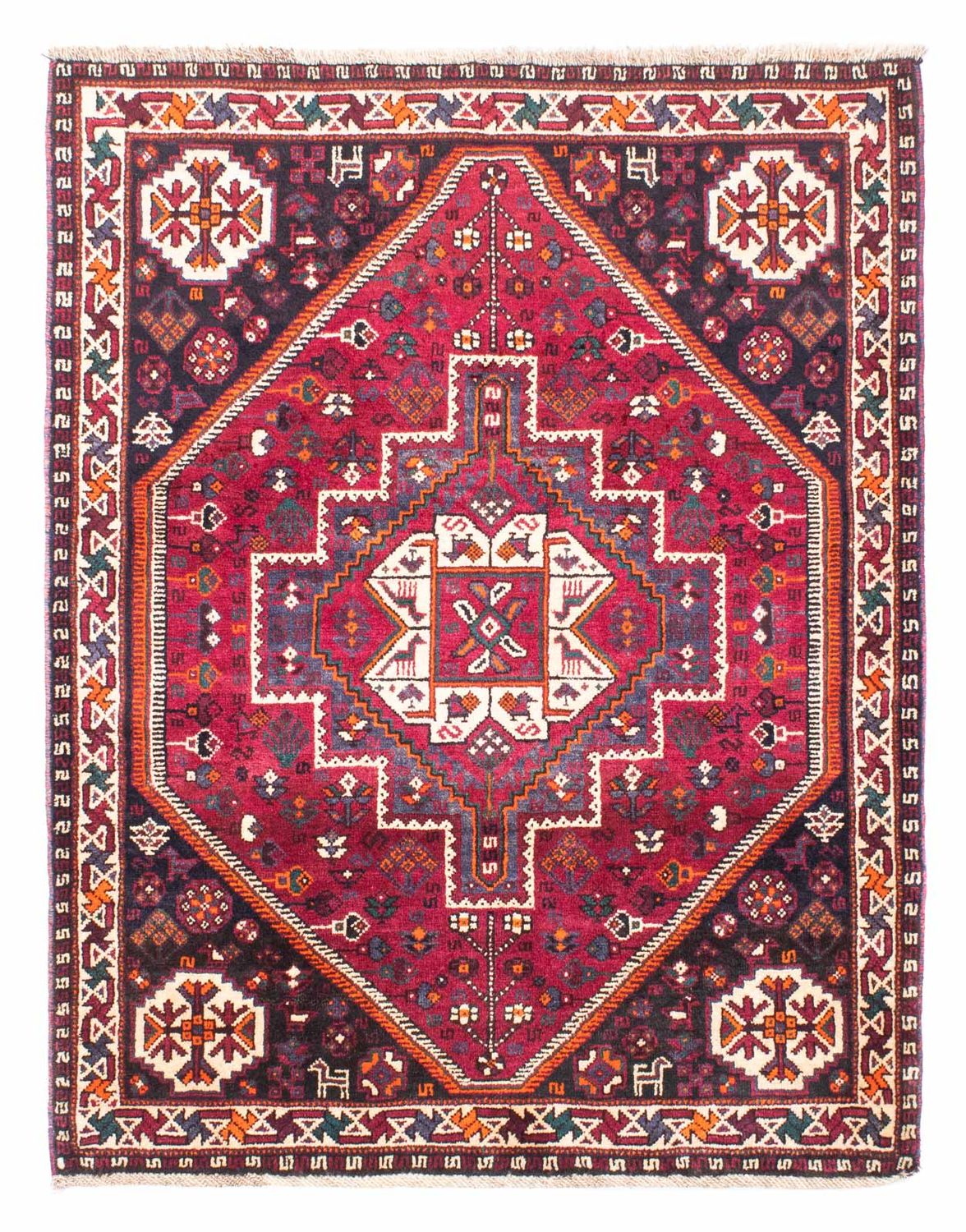 Tapis persan - Nomadic - 153 x 118 cm - rouge foncé