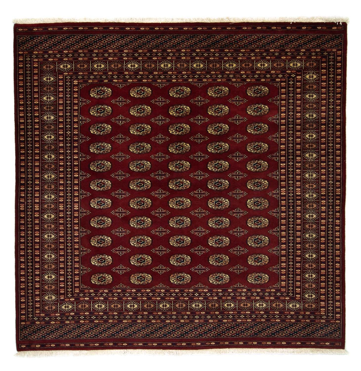 Tapis afghan - Boukhara carré - 205 x 205 cm - rouge