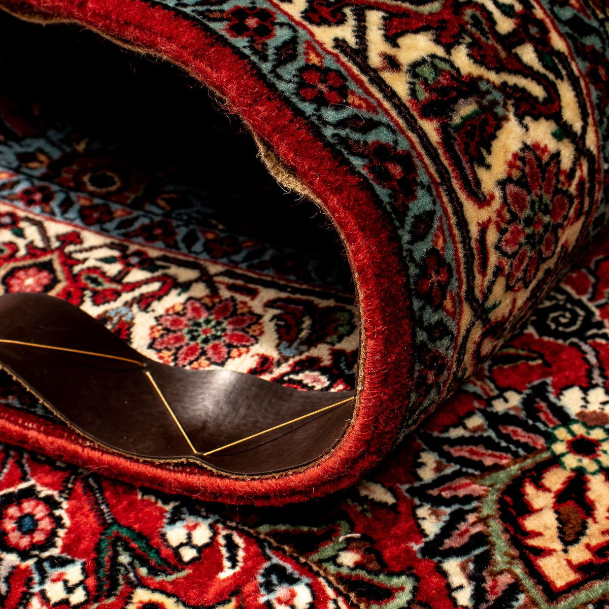 Tapis de couloir Tapis persan - Bidjar - 298 x 83 cm - rouge foncé