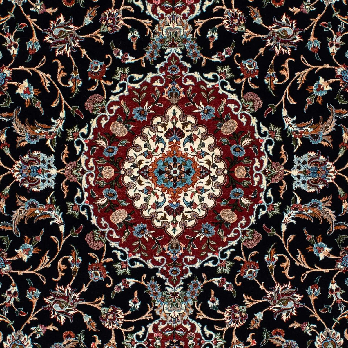 Tapis persan - Ghom - 213 x 141 cm - bleu foncé