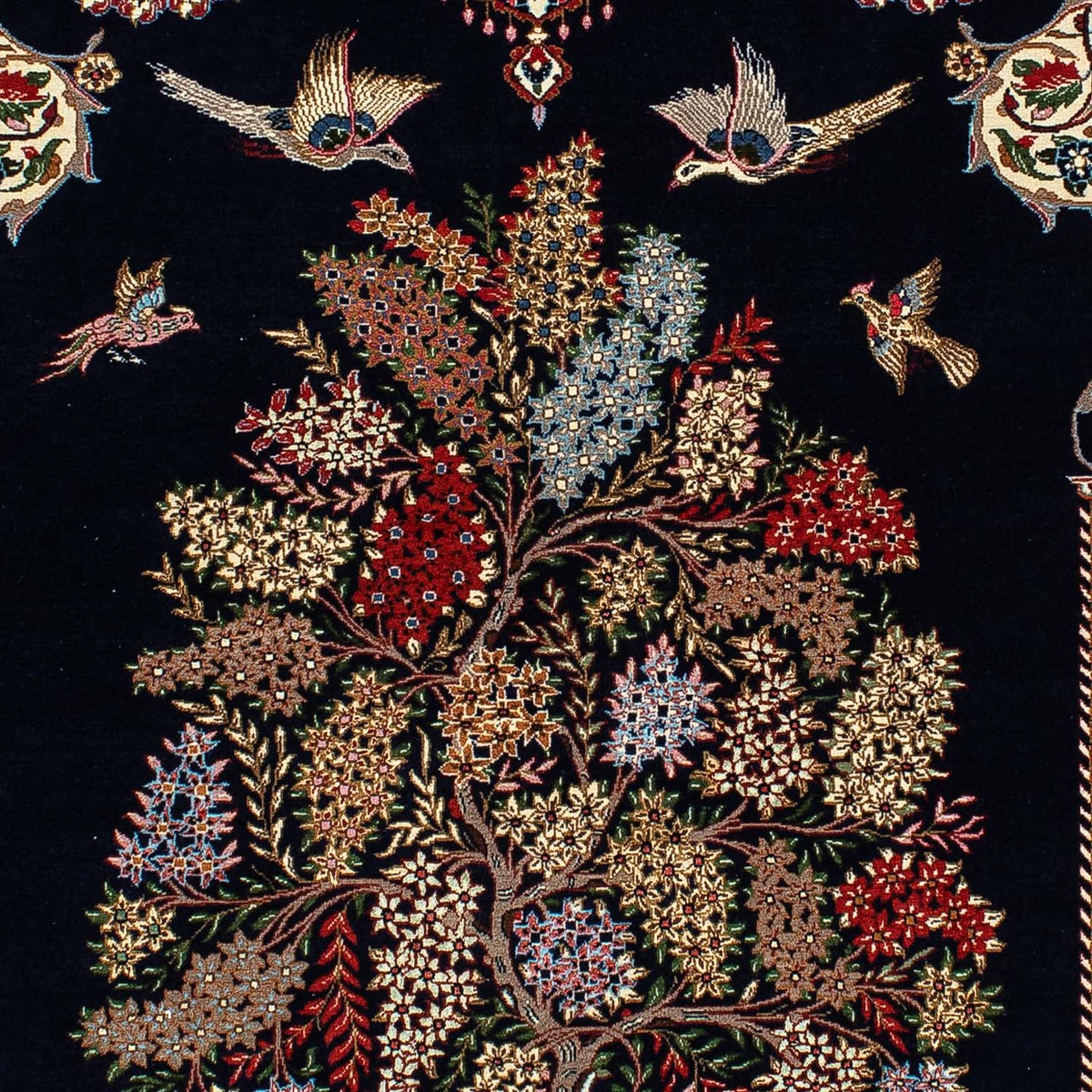 Tapis persan - Ghom - 210 x 139 cm - bleu foncé