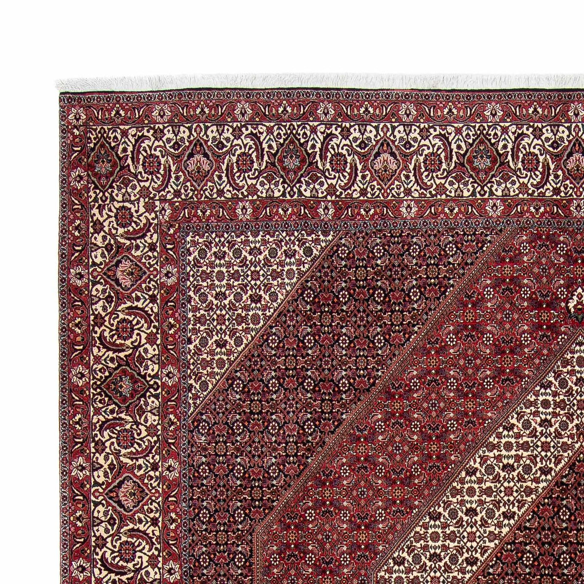 Tapis persan - Bidjar carré  - 300 x 300 cm - rouge foncé