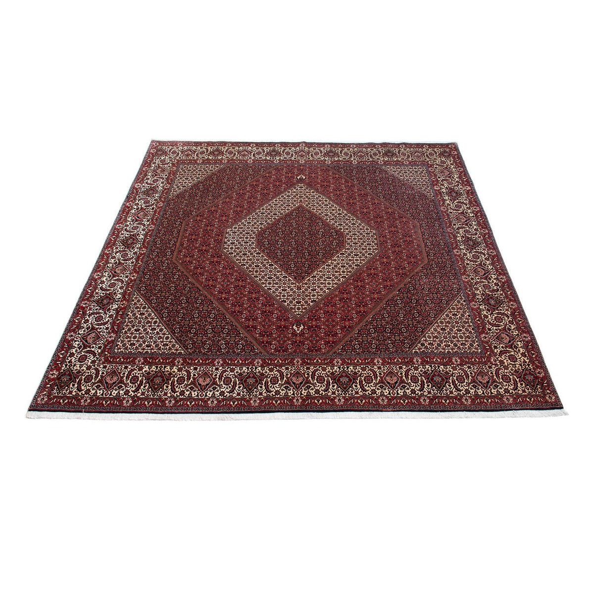 Tapis persan - Bidjar carré  - 300 x 300 cm - rouge foncé