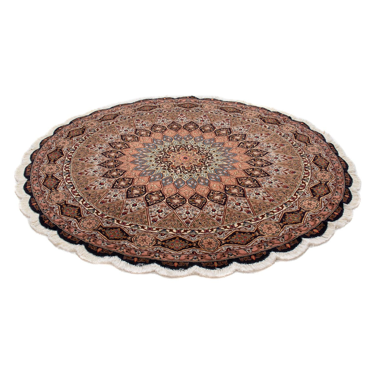 Tapis persan - Tabriz - Royal ronde  - 150 x 150 cm - marron