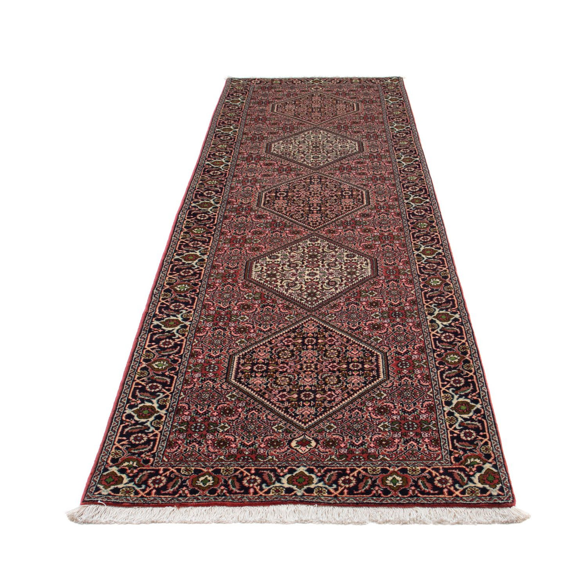Tapis de couloir Tapis persan - Bidjar - 298 x 82 cm - rouge clair