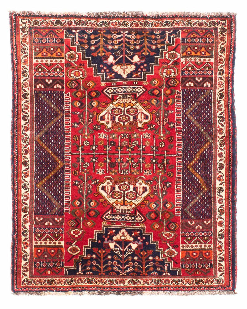 Tapis persan - Nomadic - 135 x 107 cm - rouge foncé