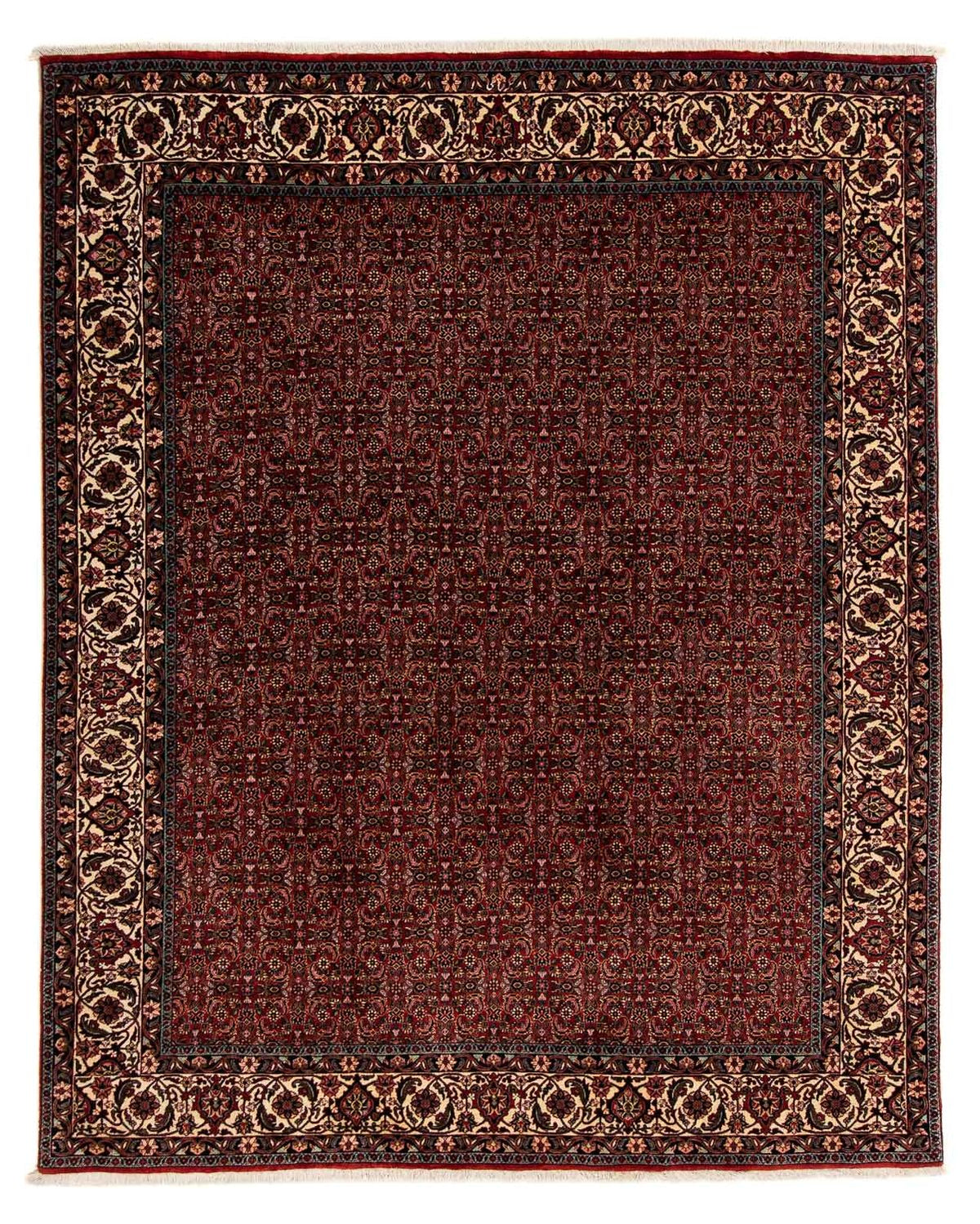 Tapis persan - Bidjar - 249 x 202 cm - rouge foncé