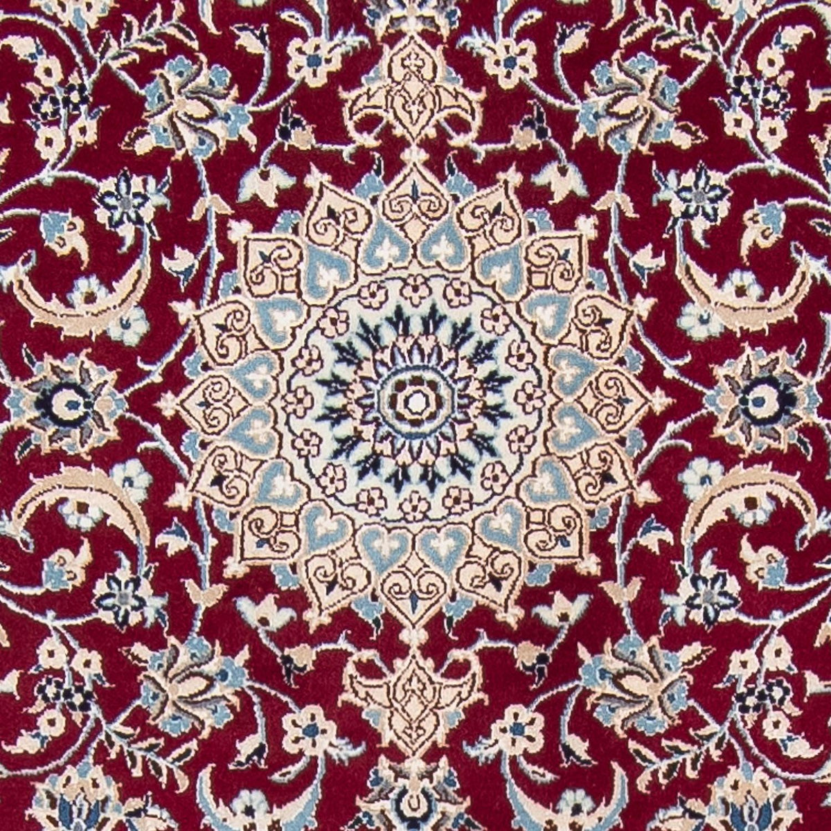 Tapis de couloir Tapis persan - Nain - Royal - 393 x 89 cm - rouge foncé